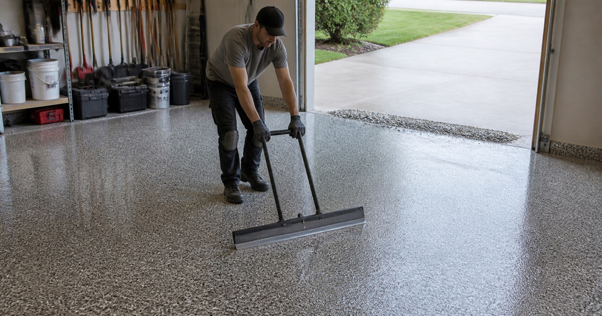Worker scraping back cured flake with a wide flat blade held in both hands